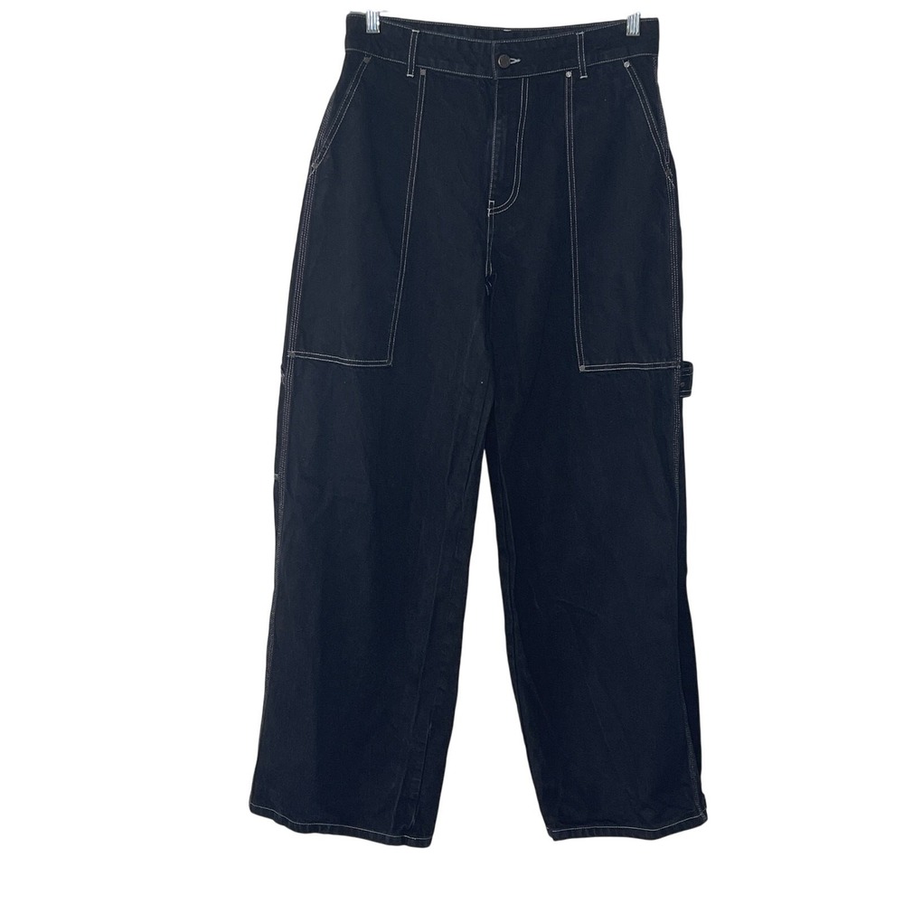 Stella McCartney Black Contrast Stitch Wide Leg Carpenter Utility Pants‎ Italy